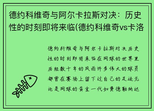 德约科维奇与阿尔卡拉斯对决：历史性的时刻即将来临(德约科维奇vs卡洛维奇)